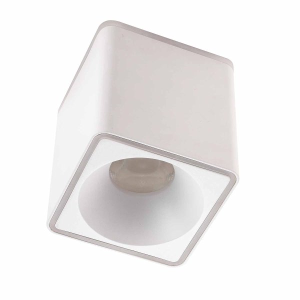 Spot LED de surface carré Ø12 cm blanc Rouk, design carré moyen blanc 2